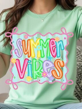 Gildan Mint Green "Summer Vibes" Graphic Tee